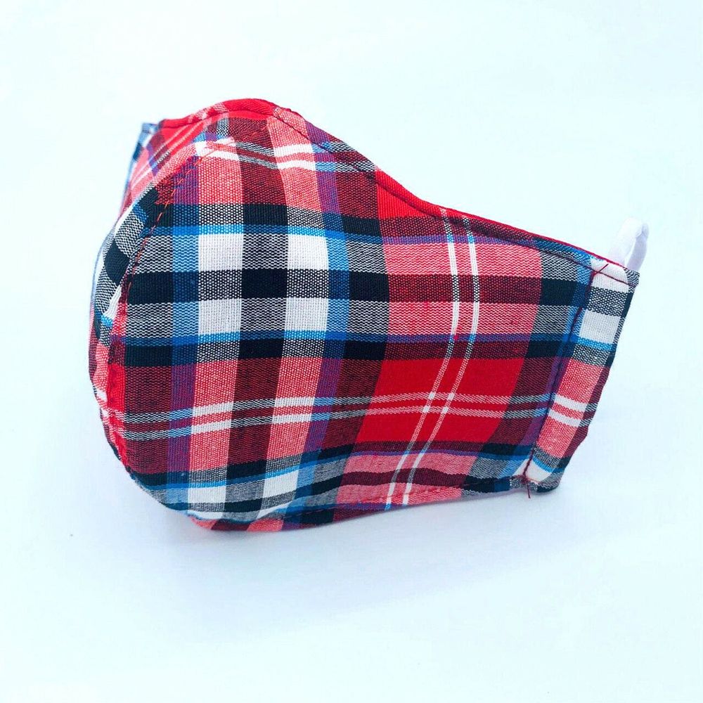 Cloth Face Mask Handmade Plaid Red Cotton Comfort